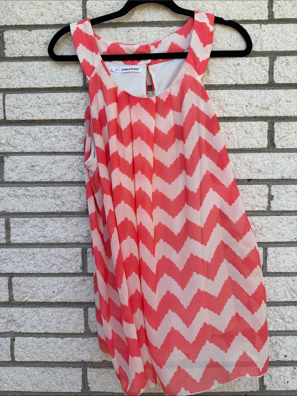 Maurices Coral and Cream Chevron Tank Top
